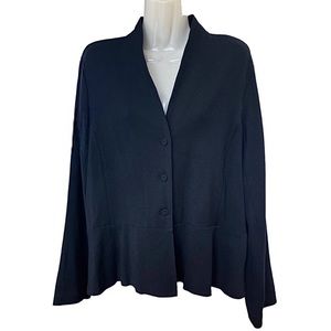 Eileen Fisher Black V-Neck Cardigan